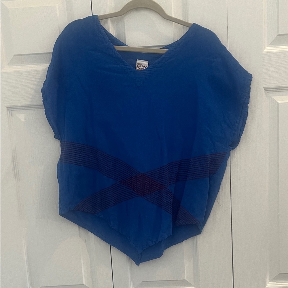 Oh My Gauze! Royal Blue V-Neck Blouse